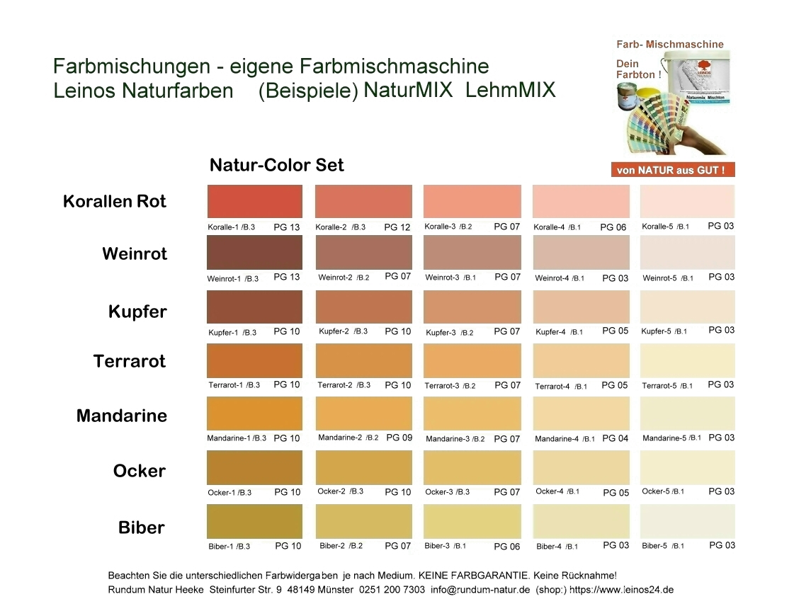 leinos24.de farbige Wandfarben gemischt Leinos Naturfarben Rundum Natur