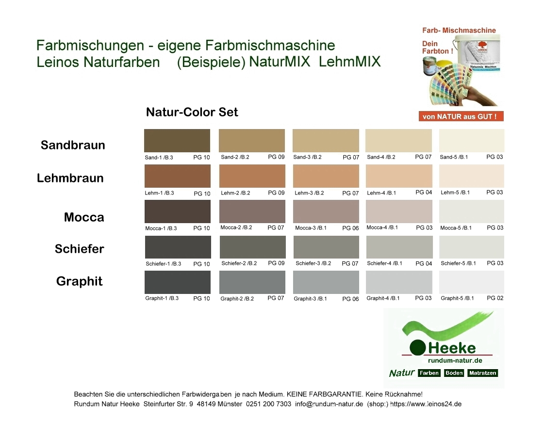 leinos24.de farbige Wandfarben gemischt Leinos Naturfarben Rundum Natur