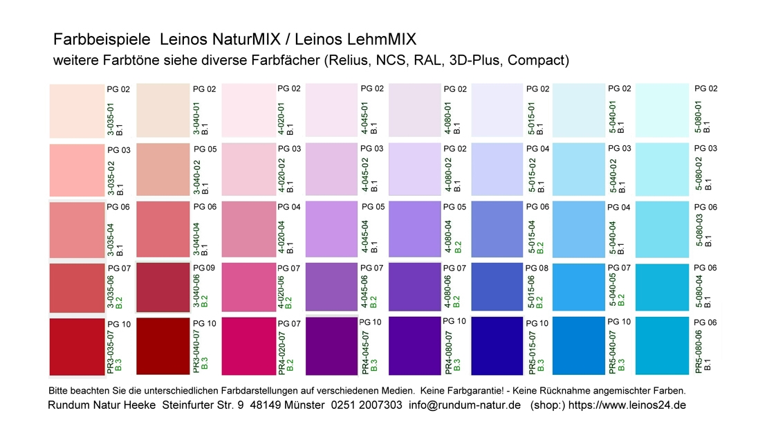 Leinos Natur MIX farbig gemischte Wandfarben leinos24.de