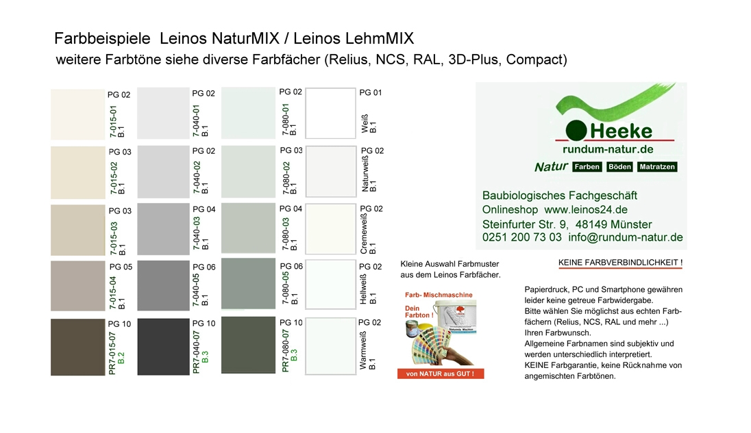 Leinos Natur MIX farbig gemischte Wandfarben leinos24.de